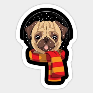 A Winter Pug Sticker